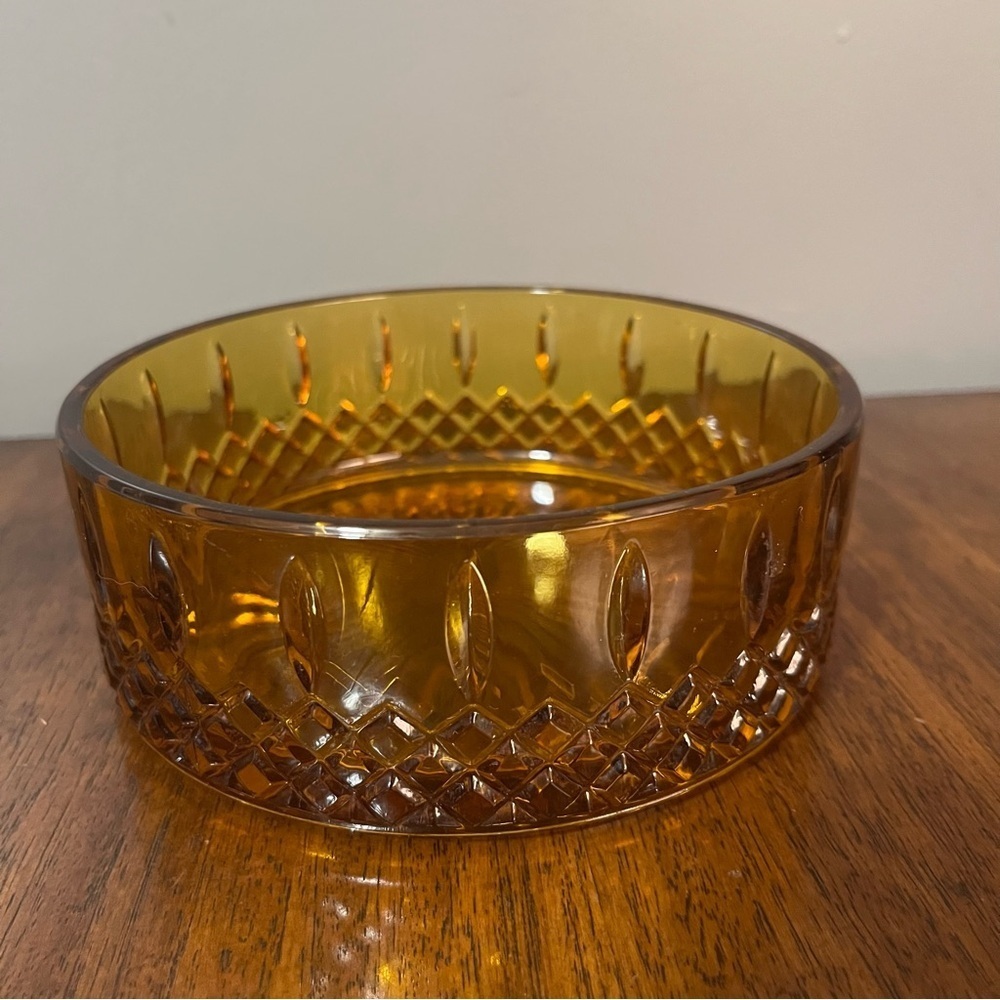 Vintage Amber Glass Bowl, Amber Diamond Bowl, Decorative Glass Bowl, Handcrafted